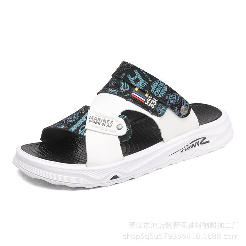 

Летние новые пляжные шлепанцы для улицы, на платформе, мужские, двойного назначения, нескользящие сандалии, дышащие, модные, универсальные шлепанцы 44