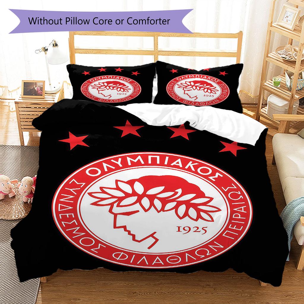 Olympiacos F.C Juego de Ropa de Cama Colcha Funda de Colcha Funda de Almohada Decoración del Hogar Regalo de Cumpleaños (1 * funda nórdica + 2 * fundas de almohada, sin núcleo)