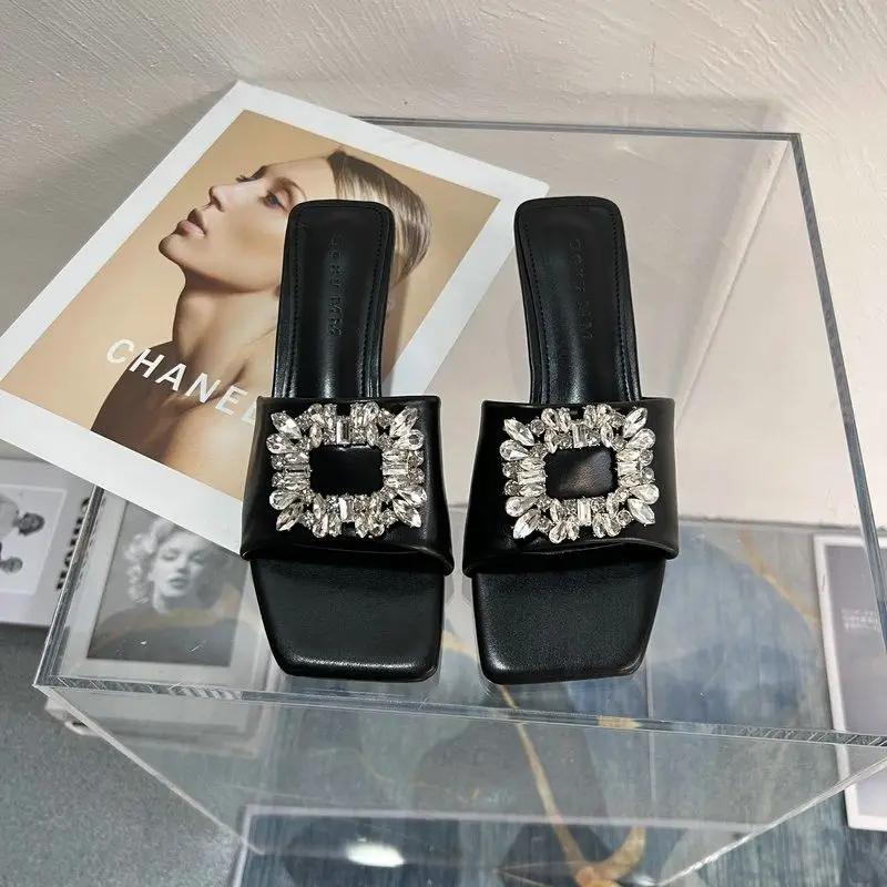 Fashion With Heel Women's Slippers and Ladies Sandals Open Toe Slides 2025 Trend H Sandal Wholesale Slip-resistant Luxury Stylish Shoes