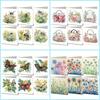 6 Pieces of Diamond Painted Greeting Cards with Butterflies and Floral Patterns. Write Blessings and Es On Paper Materials