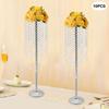 10 Pieces Elegant Silver Crystal Flower Stands for Wedding Centerpieces - Tall 75cm (29.5in) Acrylic & Iron Home Table Decor