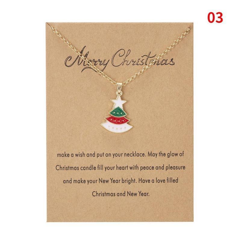 Charm Christmas Necklace for Women Men Merry Christmas Snowman Santa Claus Pendant Link Chain Necklace Xmas Jewelry Gifts