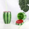 Watermelon Shaped Cup with Lid Straw Juice Durable Drinking Lovely Party Cold Water Bottle Creative Reusable Plastic Drinkware