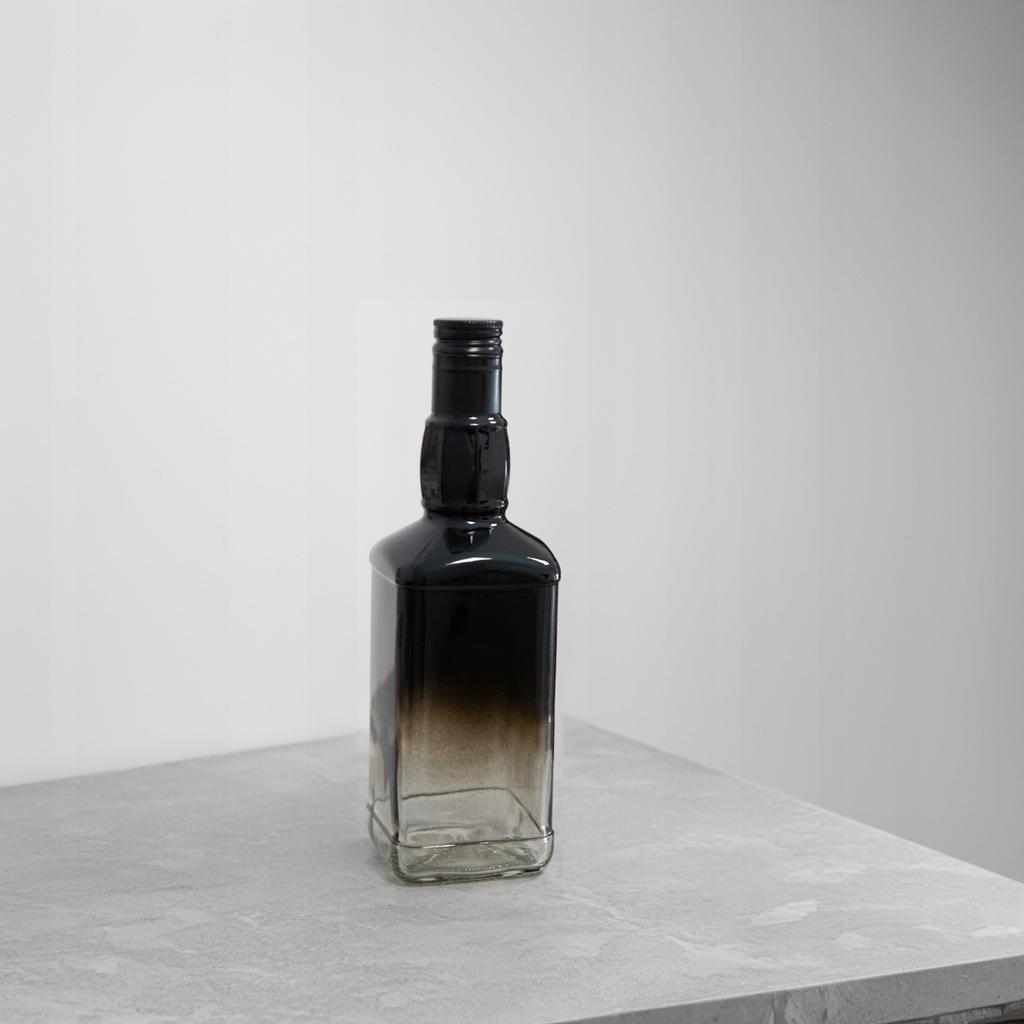 10x DANIEL Glass Bottles 500 ml OMBRE black and transparent for vodka