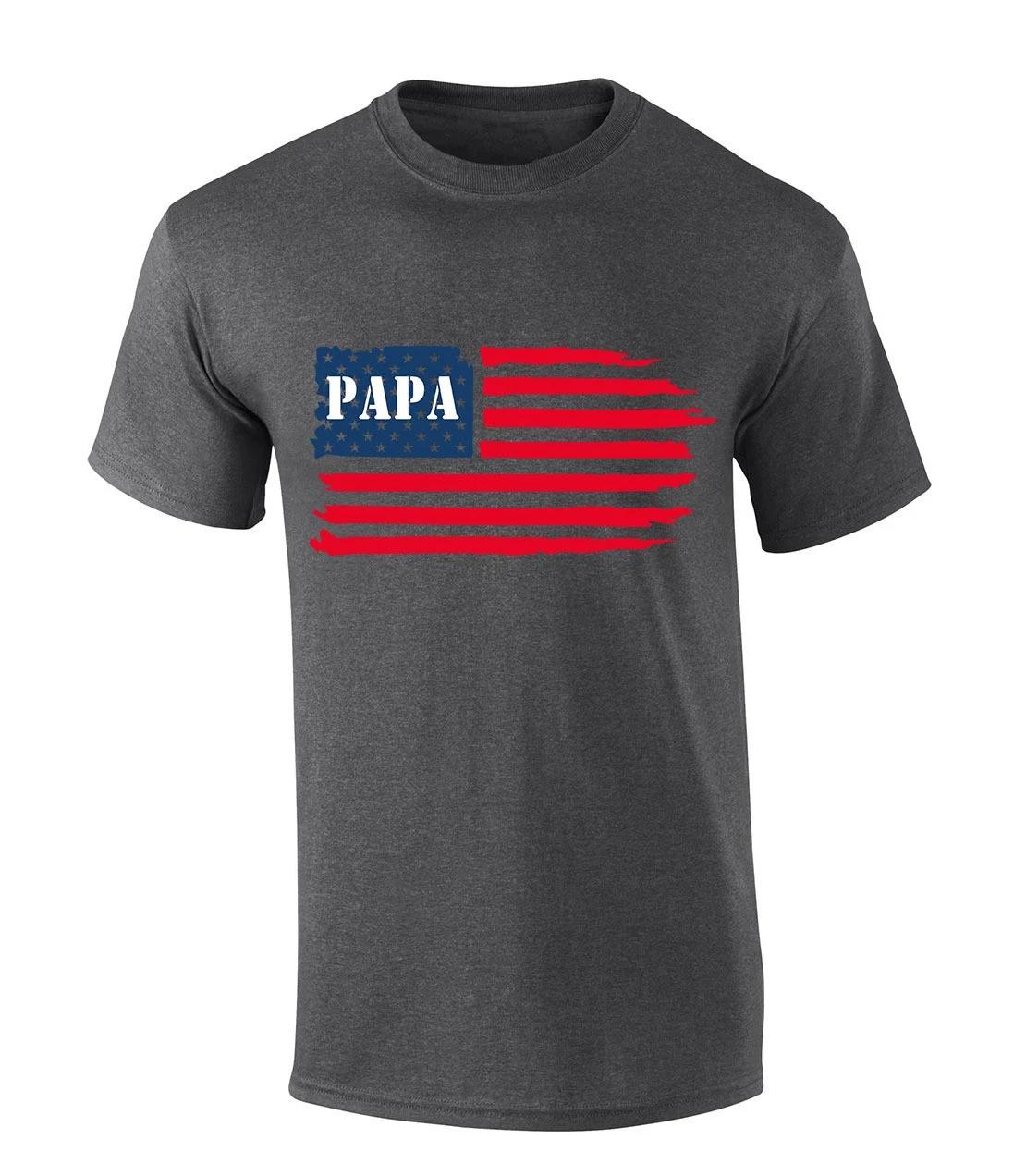 Trenz Shirt Company Mens Fathers Day Papa Flag Short Sleeve T-Shirt XL