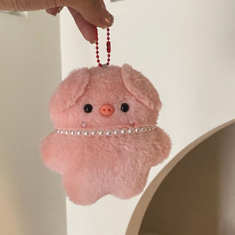 Cute Pink Pig Plush Keychain Pendant Cute Pig Necklace Charm Plush Keychain Plush Material Backpack Pendant Gift for Kid