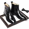 Fashion Men Short Boots Double Buckle Men's Ankle Boot Side Zipper Black Brown Business Pu Leather Size 38-46  Mens Boots