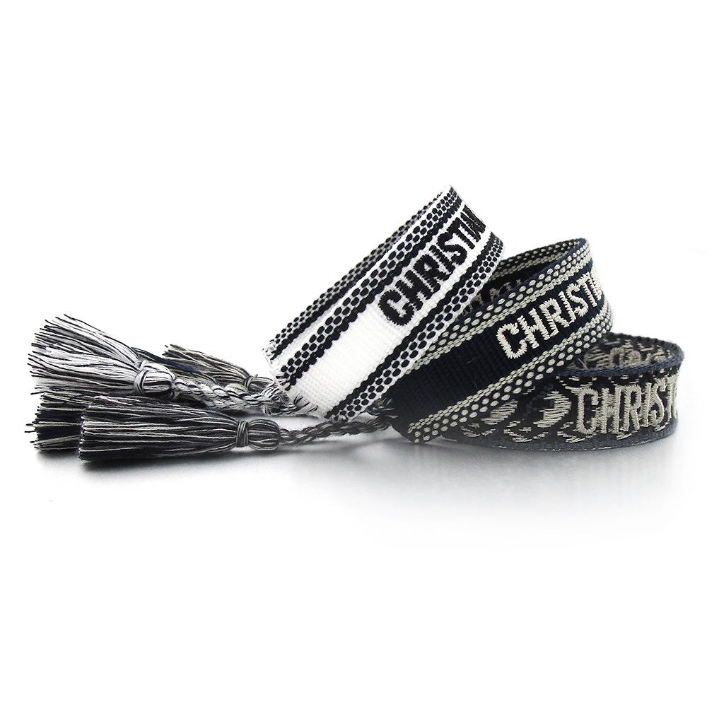 Custom Bohemian Embroidered Bracelet with Tassel and Woven Rope - Handmade Jewelry for Couples and Women
