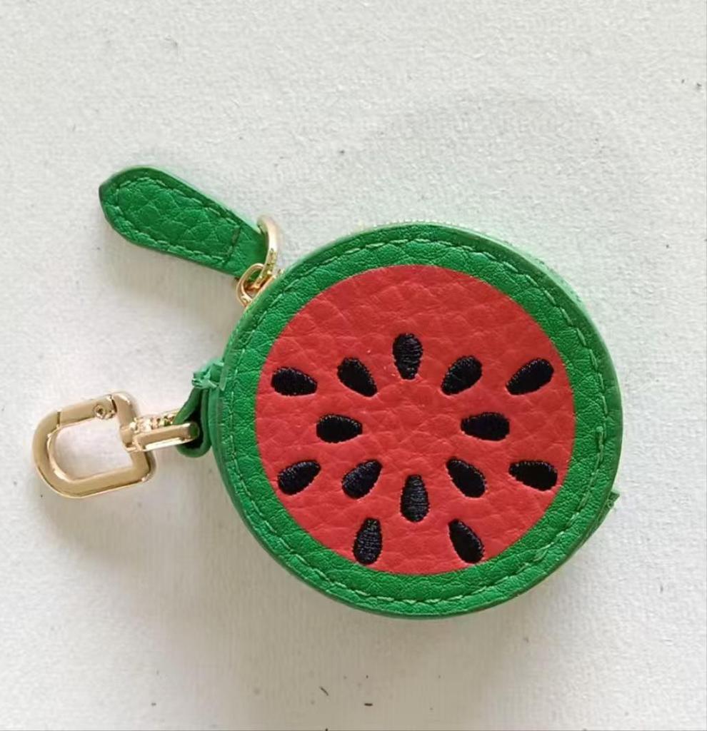 Fresh Style Leather Fruit Coin Purse Keychain Charm