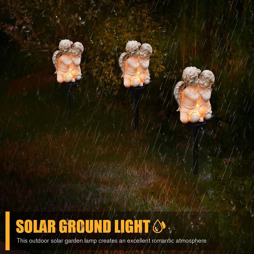 Solar Yard Landscape Lamp Crafts Resin Angel Outdoor Lawn Lamp Lighting Ornaments IP55 Waterproof Home Decor for Lawn Garden