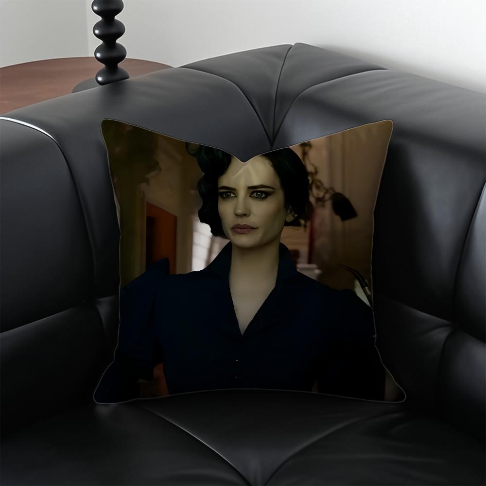 EEva Green Cushion Cover Pillow Case Antidustmite Invisible zipper silky plush cushion