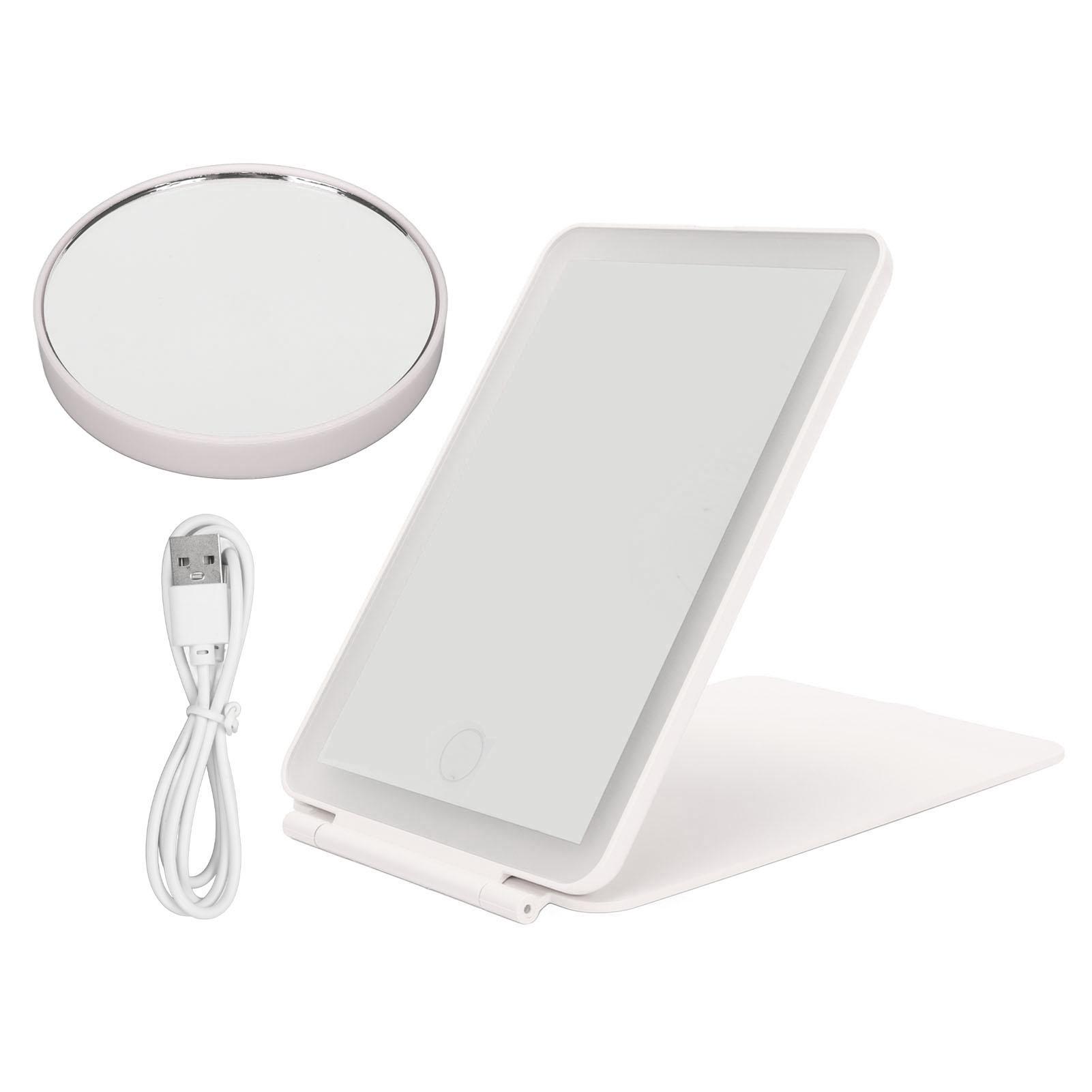 

LED Light Mirror 3 Colors Light Modes Rechargable Portable Folding Travel Mirror for Women