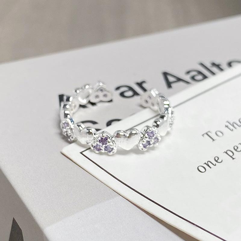 Nine Purple Separation Fire Purple Zircon Color Treasure Opening Ring Niche Design Stacking Wear Light Luxury Advanced Sense Personality Ring Female