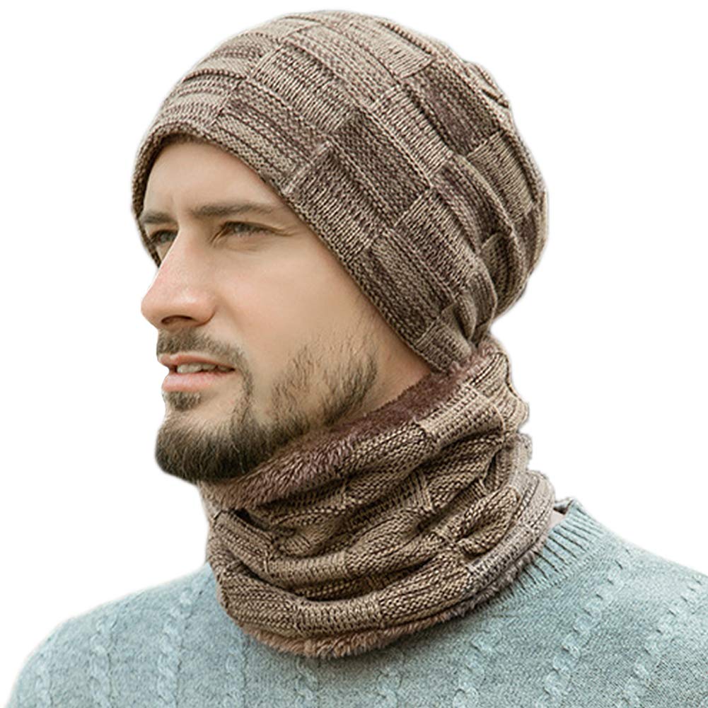Neck Warmer, Knit Hat, Cap [Brushed Lining, Cold Protection, Reinforced Heat Retention] Warm Fluff Inside, Soft Elastic Material, Cold Protection,