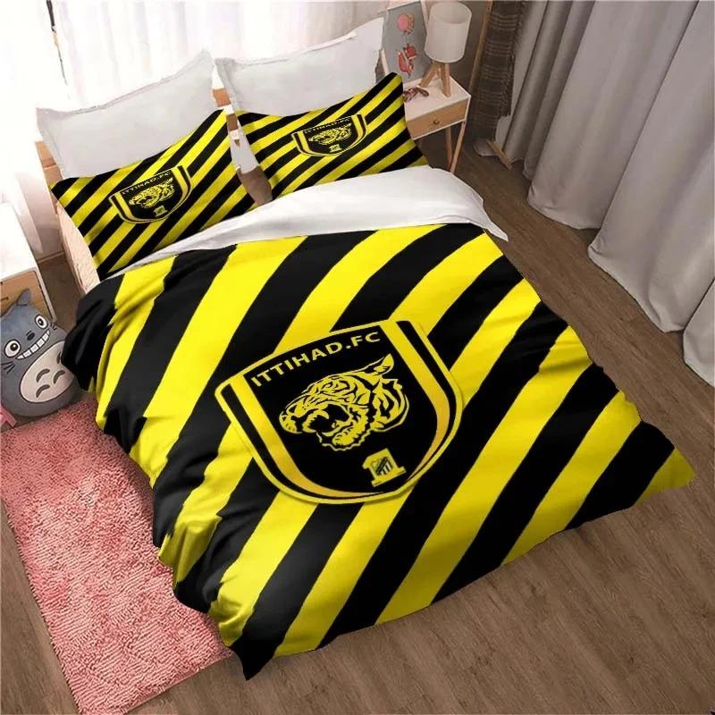 Al-Ittihad Club Jeddah Ložní souprava Chlapci Dívky Jednolůžko Queen Size Povlak na přikrývku Povlak na polštář Postel Děti Dospělí Móda Domácí textil