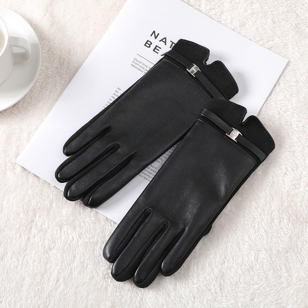 Women's Winter Touchscreen Gloves: Warm, Velvet-Lined, PU Leather, Windproof and Cute for Outdoor Driving & Cycling