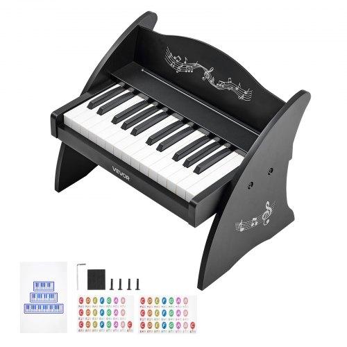 VEVOR Kids Piano Keyboard, 25 Keys Wooden Digital Piano for Kids, Mini Music Educational Instrument Toy with Realistic Sound, Dual Power