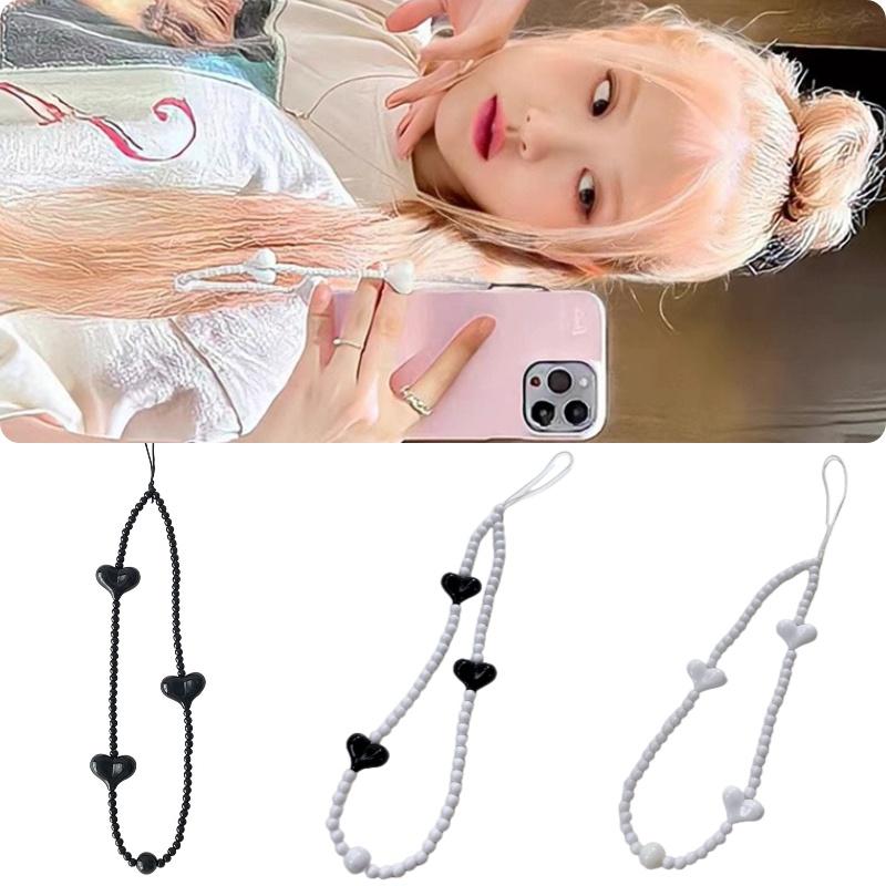 Same Blackpink Jennie Pink Love Mobile Phone Chain Anti Lost Rope Strap Hanging
