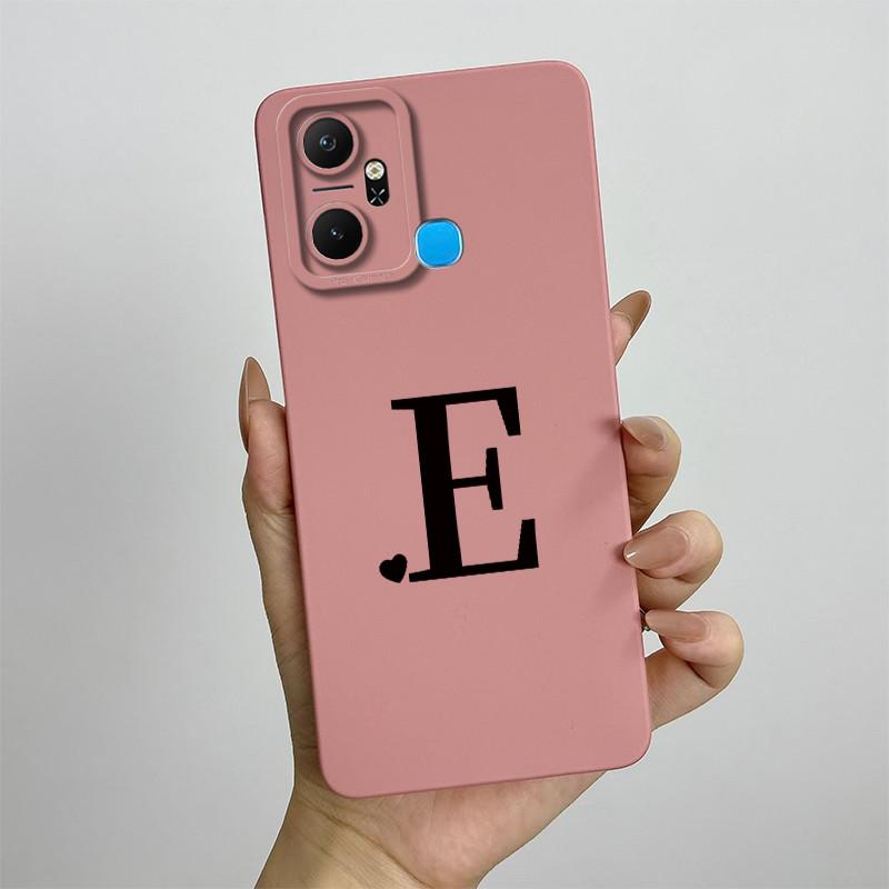 For Infinix Smart 6 Plus Case Infinix Smart6 Plus Phone Case X6823C Cute Initial Letters Square Soft Silicone Back Cover Fundas