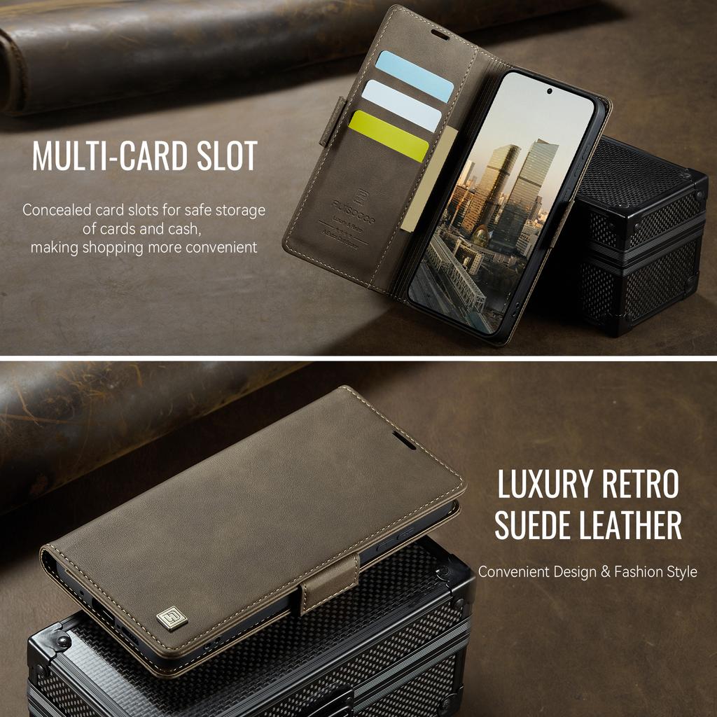 Pro Samsung Galaxy A56 5G pouzdro AUTSPACE A11 Blokování RFID Retro kožený kryt peněženky na mobil