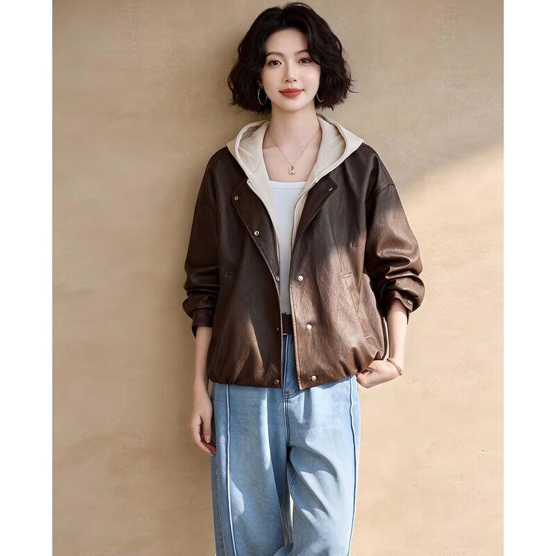 EST+II Women's Color-Block Hooded Casual Short Jacket