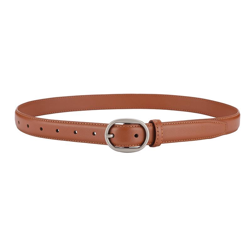 Women's Double-Sided Cowhide Leather Belt - Black, Casual & Versatile for Jeans