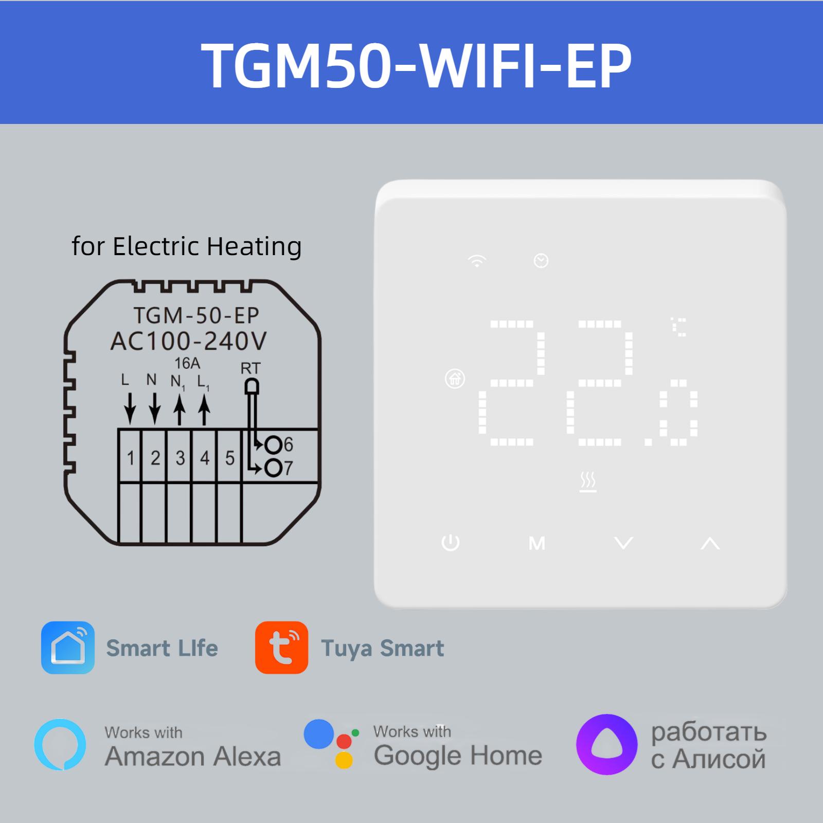 

Beok Tuya Wifi Комнатный термостат Регулятор температуры для системы подогрева пола, газового котла, электрического отопления с Alexa, Google Home 110-240V