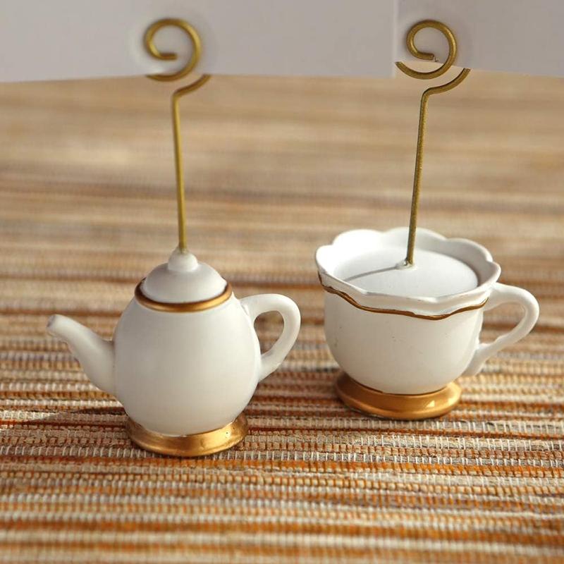 WTEMPO Creative Teapot/Teacup Shaped Design Card Holders Office Business Note Holders Home Message Holders DIY Photo Holders Seat Number Holders