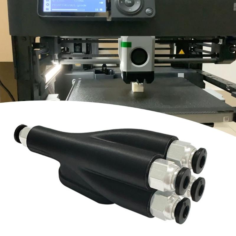 3D Printer Part 4-in-1 PTFE Adapter Pipe Expansion Port Connection 4 Feeding Module For X1C P1S P1P 3D Printer