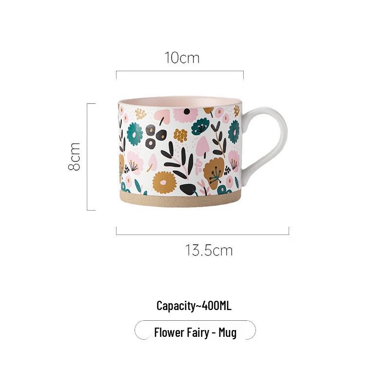 Duoli Floral Large Capacity Plastic Breakfast Mug Set