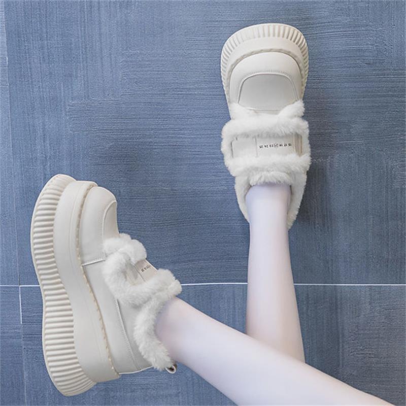 Small new outer wear winter fluffy shoes piled heightened thick soles thickened snow boots's cotton shoes tide