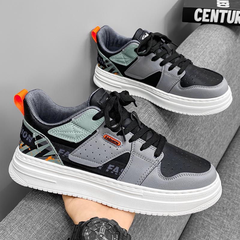 Men s Trendy Summer Skate Shoes: Height-Increasing White Sneakers for Students 44