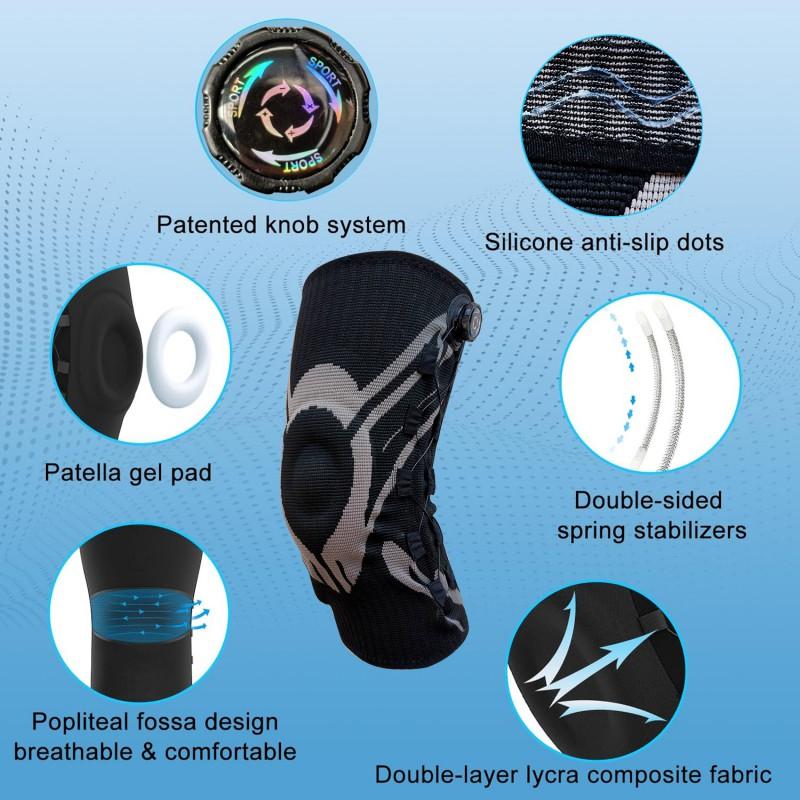 Adjustable Knob Knee Support Brace Running Basketball Cycling Outdoor Sports Compression Sleeve With Gel Padding