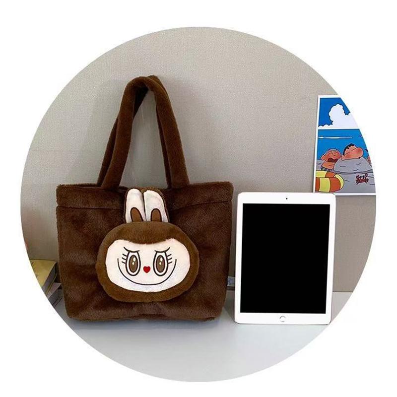 Shoulder Bag Cartoon Large Capacity Handbag Labubu Plush Toy Bag Student Crossbody Bags Outdoor Travel