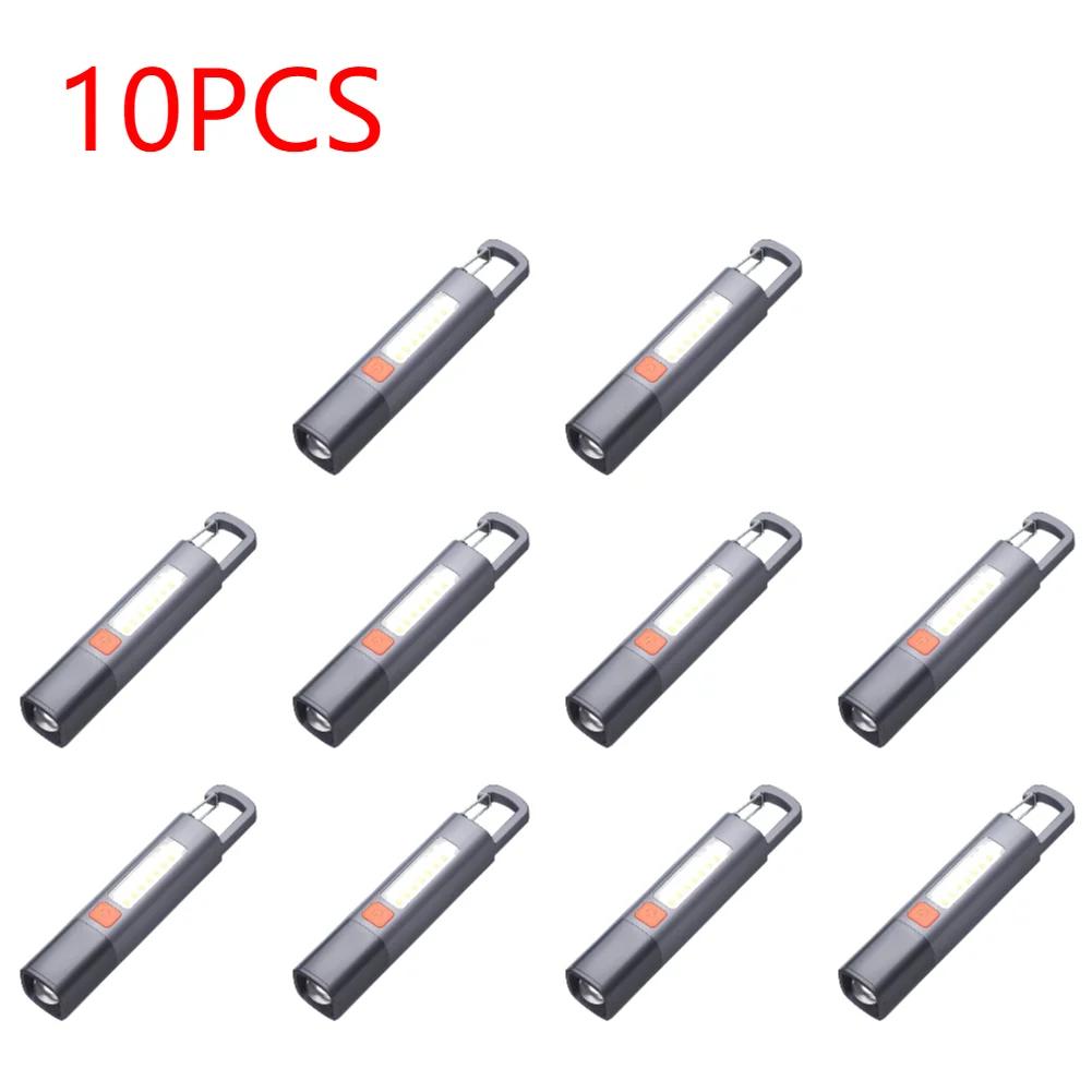 1-10Pcs Outdoor Flashlights Portable Strong Light Variable Focus with Floodlight Side Lights Long Range Torch USB Rechargeable