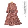 Print Shirt Dress Summer and Autumn New Foreign Trade Women Clothes Fashion Lapel Single-Breasted Long Sleeve Lace-up Waist Long Dress 31491