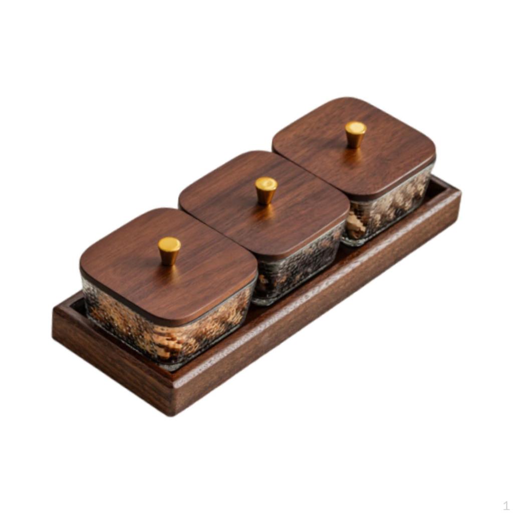 Divided Serving Tray Fruit Snack Food Storage Box Luxury Practical Nut Dish with Lid for Party