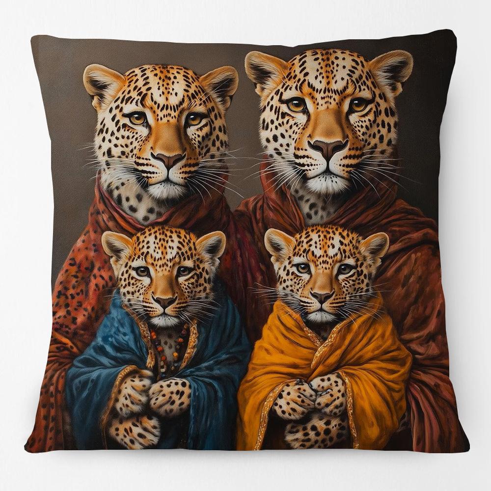 Animals Head Human Body Poster Cushion Cover Fox Cow Elephant Hippo Pig Leopard Duck Art Pillow Case