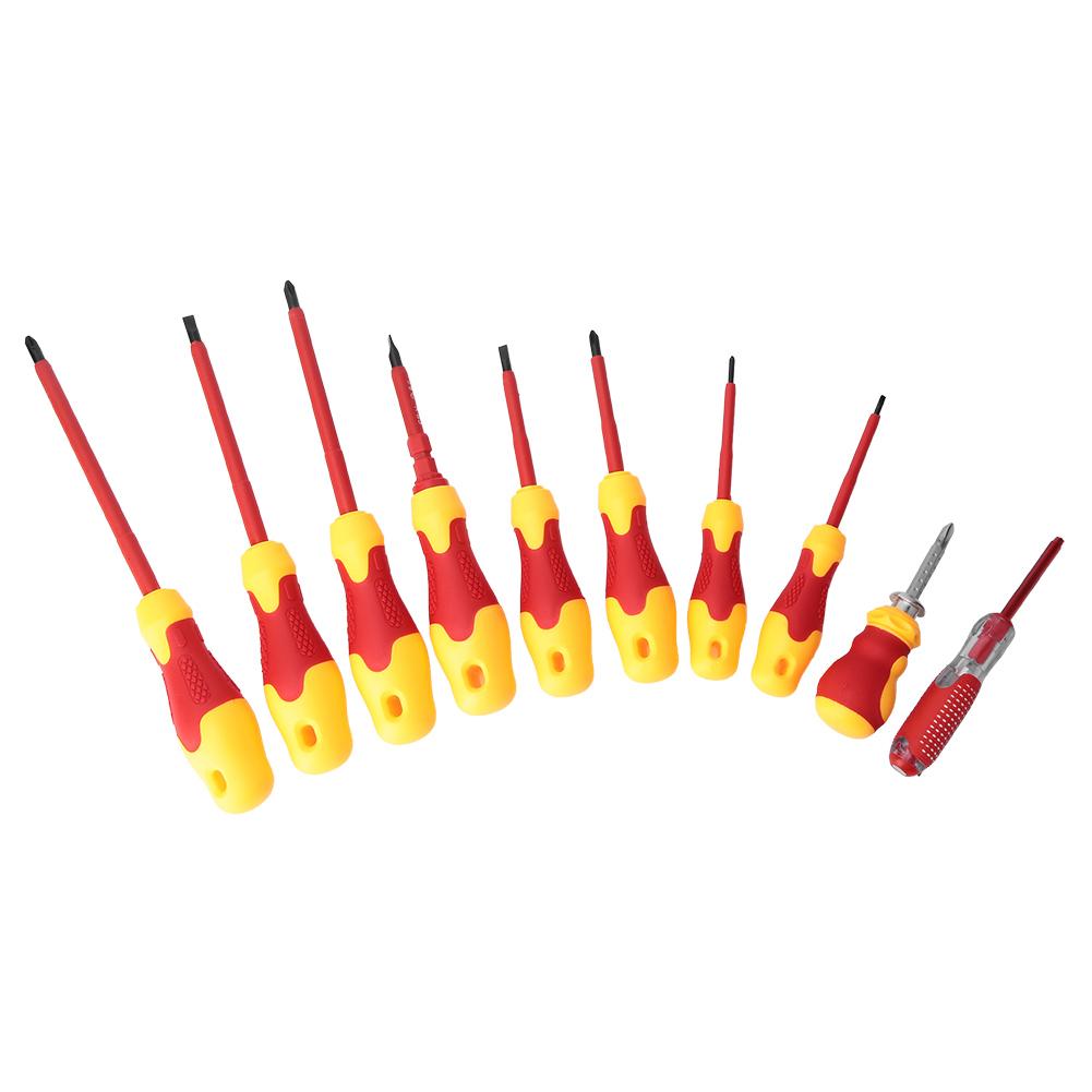 10PCS Multifunction Electrician Insulated Screwdriver Slot Cross Screwdriver Repair Tools
