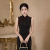 Black cheongsam 1011 new modified retro Chinese style high-end temperament elegant long high-end dress