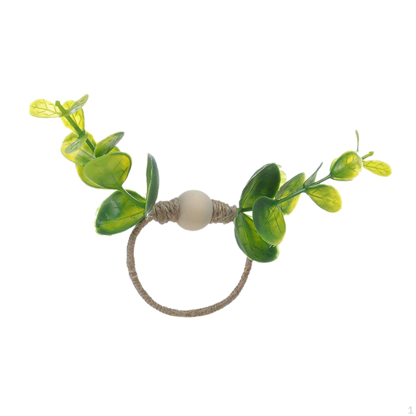 

Green Leaves Napkin Holder Modern Spring Decoration Loop for Banquet Daily Use Style B