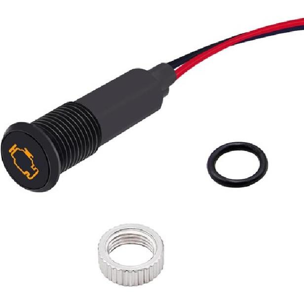 LED Indicator Pilot Dash Light (Check Engine) Yellow, 5/16 (8mm) 12V LED Meta