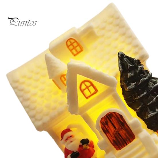 Santa Claus Relief Statue LED Lighted Christmas Village House Statue, Light Up Small Figurines with Miniature Xmas Tree Claus, Collectible Tabletop