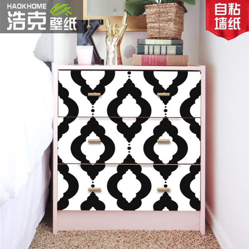 Removable Peel and Stick Grid Wallpaper Geometric Black White Trellis Contact Paper for Home Bathroom Decorations