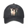 Modern Trio Goat Portrait Illustrati Washed Baseball Cap Outdoor For Womens Unisex FeUnisex Dad Hat