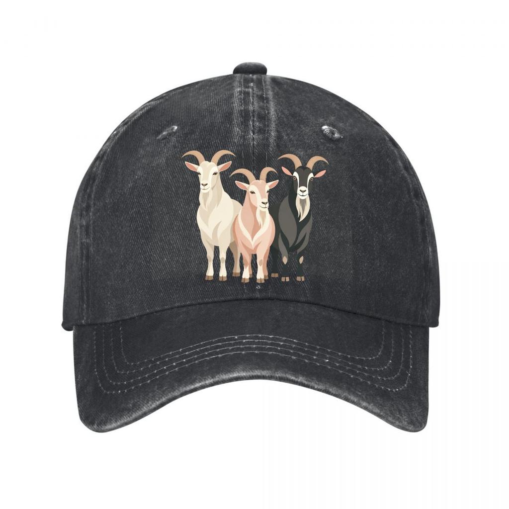 Modern Trio Goat Portrait Illustrati Washed Baseball Cap Outdoor For Womens Unisex FeUnisex Dad Hat