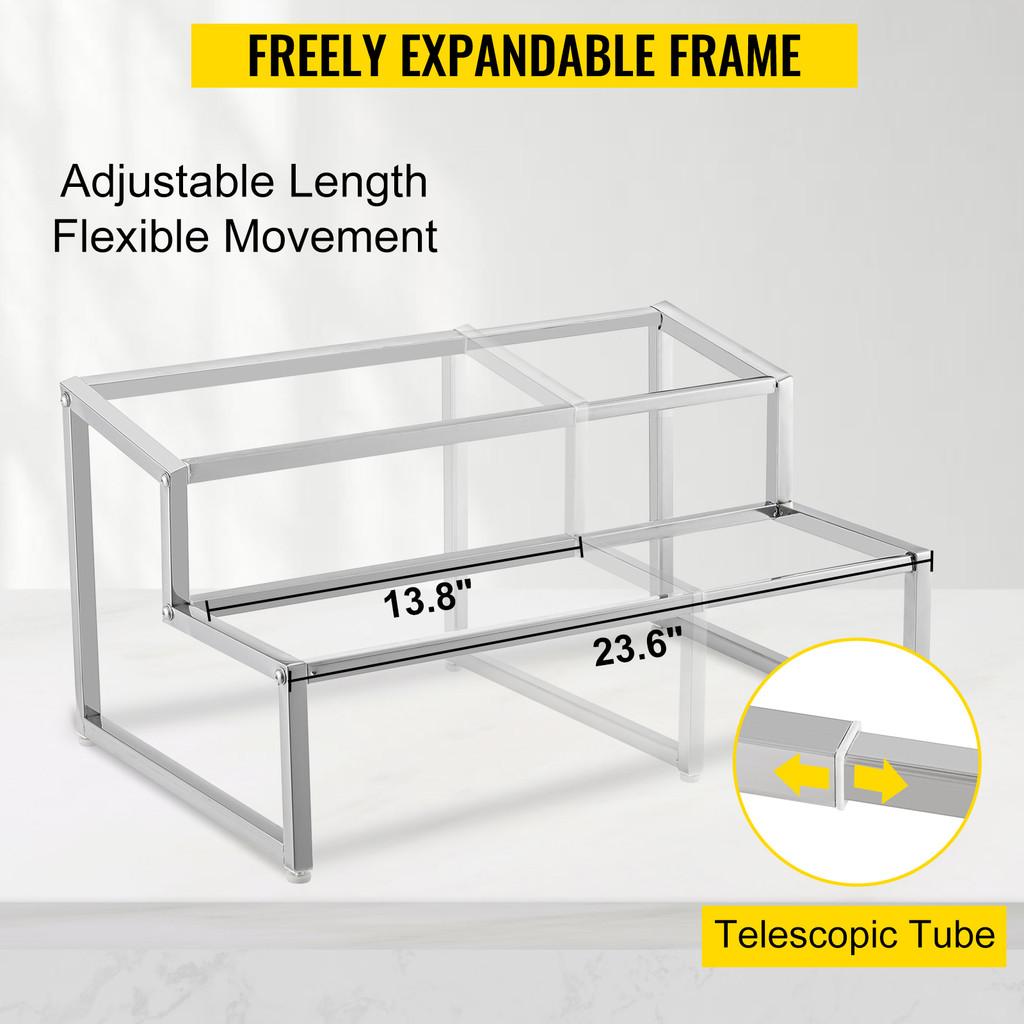 Expandable Spice Rack Adjustable Stainless Steel Organizer Shelf Kitchen 2-Tier Sauce Ingredients Fruits Holder