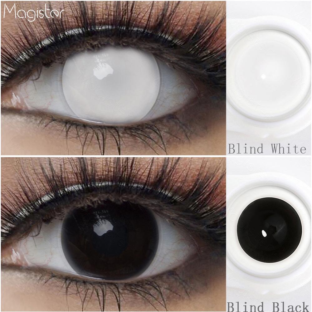 Buy Blind White Black Cosplay Contact Lenses Scary Eye Contacts For Halloween Magister Pure