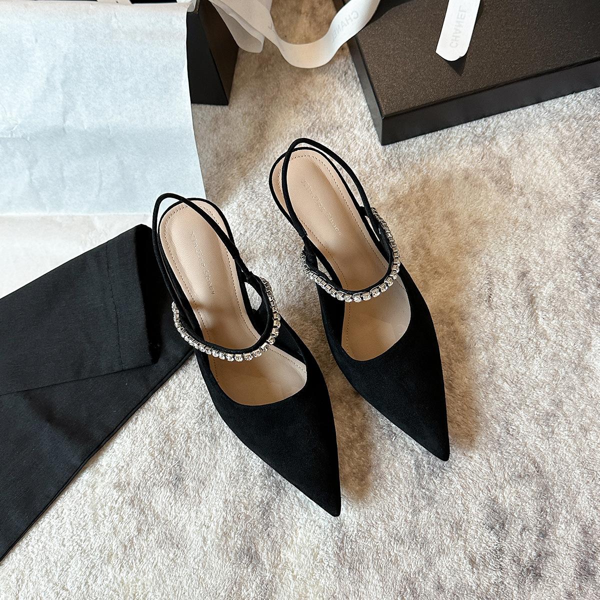 

2199-11 silver rhinestone chain empty shoes new fashionable sexy strap thin heel super high heel shoes 35 чёрный