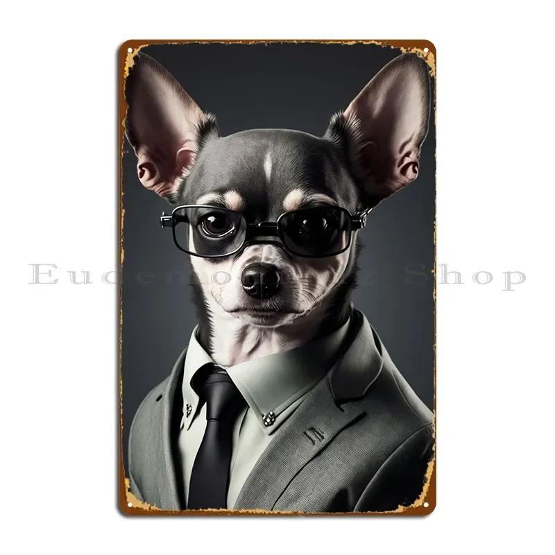 A Business Chihuahua Metal Signs Party Customize Iron Vintage Rusty Tin Sign Poster 20x30cm(7.8x11.8inch)